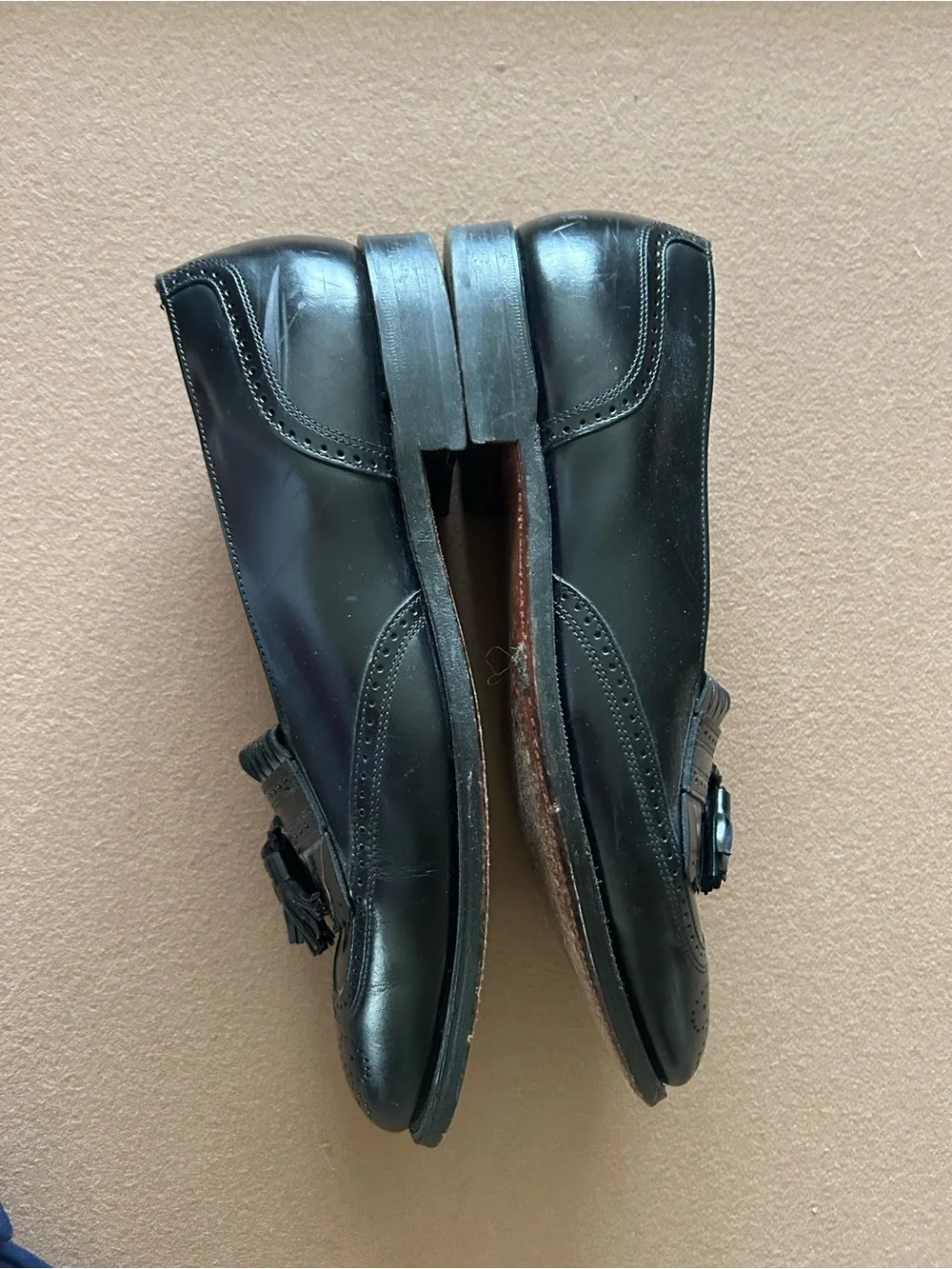 Bostonian Black Leather Tassel Kiltie Loafers